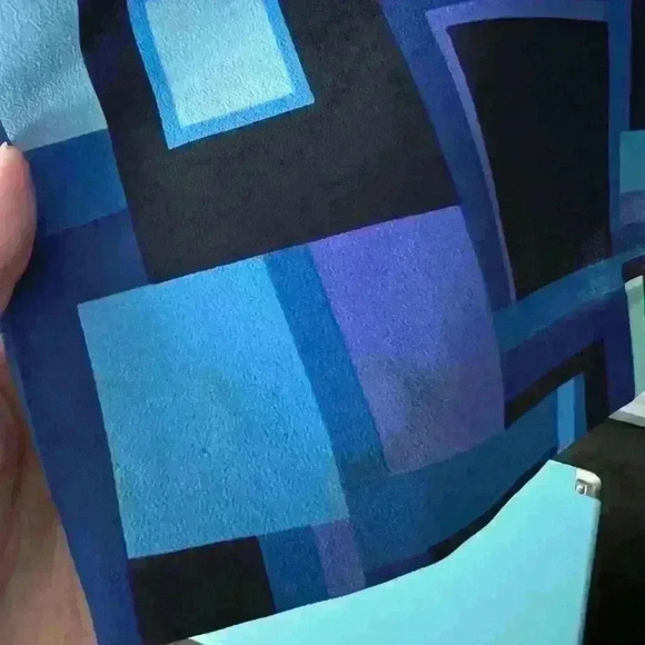 Vintage Allure 90s Blue Purple Abstract Eclectic Sleeveless Unique Dress 8 - Picture 14 of 17